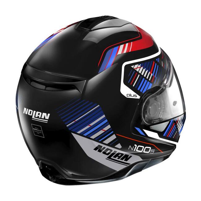 Casco Modulare N100-5 P Starboard N-com 048 Glossy Black Red Blue Nolan